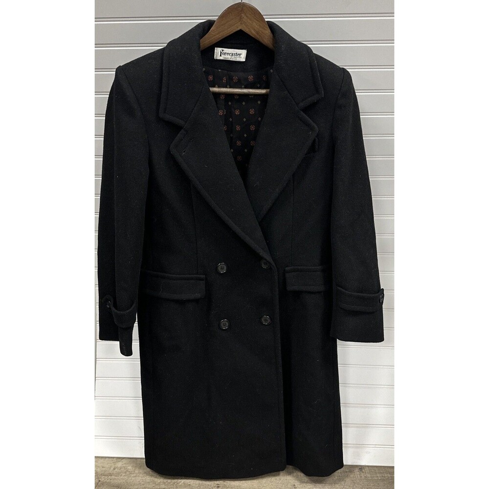 Vintage Forecaster Boston Wool Coat Womens 8 Black Double Breasted Made USA
